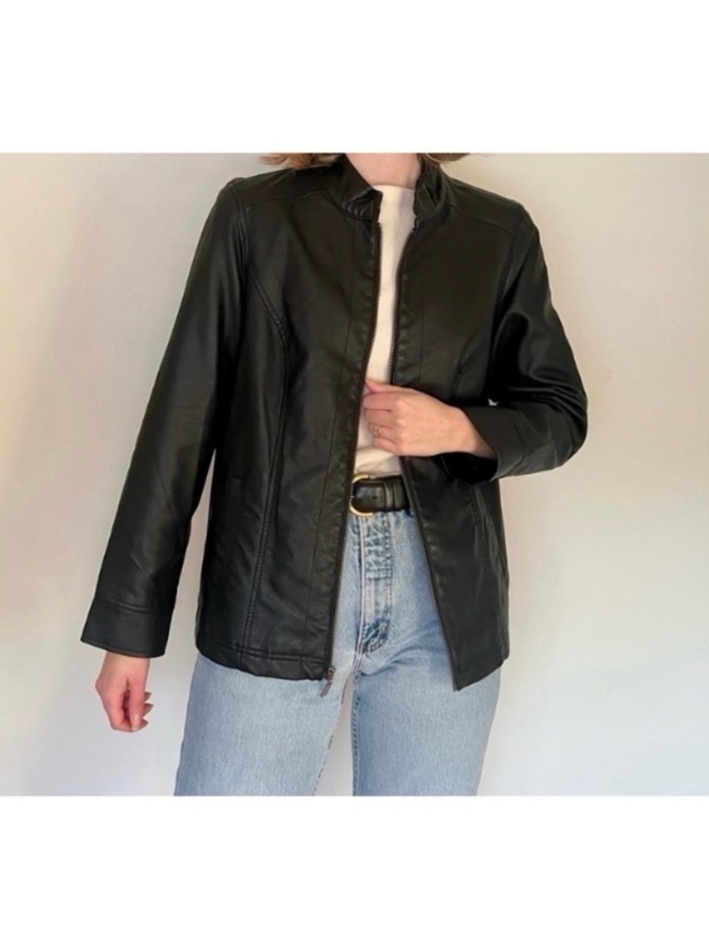 CJ BANKS Black Faux Leather Moto Jacket - Picture 3 of 4
